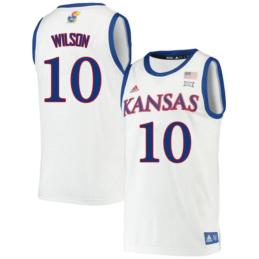 Men #10 Jalen Wilson Kansas Jayhawks College Basketball Jerseys Sale-White - Click Image to Close